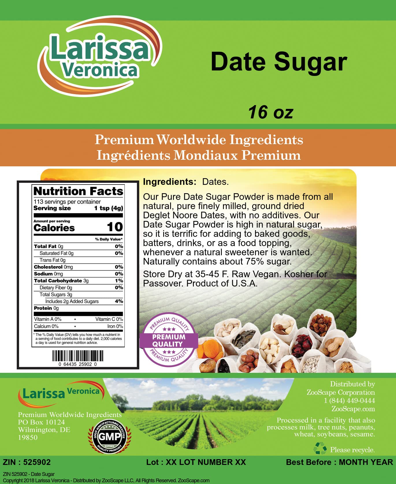 Amazon.com : Date Sugar (16 oz, ZIN: 525902) : Grocery & Gourmet Food